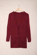 Load image into Gallery viewer, Burgundy Front Pocket and Buttons Closure Cardigan
