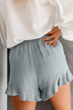 Load image into Gallery viewer, Blue High Waist Pocketed Ruffle Shorts