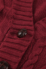 Load image into Gallery viewer, Burgundy Front Pocket and Buttons Closure Cardigan