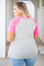 Load image into Gallery viewer, Stripe Leopard Patch Pocket Plus Size Raglan Sleeve Tee