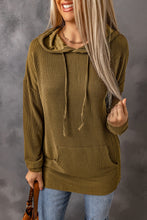Load image into Gallery viewer, Ribbed Drawstring Pullover Hoodie with Kangaroo Pocket