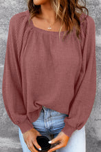 Load image into Gallery viewer, Square Neck Puff Sleeve Waffle Knit Top