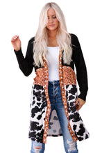 Load image into Gallery viewer, Western Pattern Cow Patchwork Open Front Cardigan