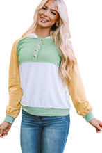 Load image into Gallery viewer, Colorblock Button Accent Pullover Hoodie