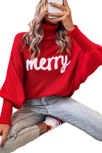 Load image into Gallery viewer, Merry Letter Embroidered High Neck Sweater