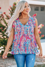 Load image into Gallery viewer, Boho Pattern Print Flounce V Neck Tank Top
