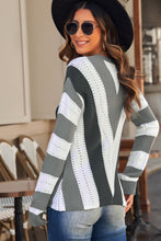 Load image into Gallery viewer, Striped Colorblock V Neck Knitted Sweater
