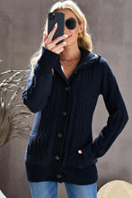 Load image into Gallery viewer, Navy Blue Long Sleeve Button-up Hooded Cardigans