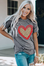 Load image into Gallery viewer, Sequin Leopard Heart Graphic T-shirt