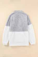 Load image into Gallery viewer, Grey White Zip Neck Oversize Fluffy Fleece Pullover