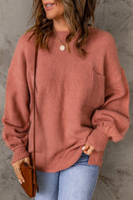 Load image into Gallery viewer, Solid Color Puffy Sleeve Pocketed Sweater