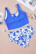 Load image into Gallery viewer, Square Neck Sleeveless Fashion Print Tankini Set