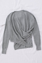Load image into Gallery viewer, Black/Pink/Gray/Khaki/Apricot Wrap V Neck Waffle Sweater