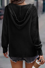 Load image into Gallery viewer, V Neck Ribbed Drop Shoulder Hooded Sweater