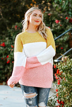 Load image into Gallery viewer, Colorblock Bubble Sleeve Plus Size Sweater