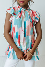 Load image into Gallery viewer, Color Block Ruffled Mock Neck Ruffled Top