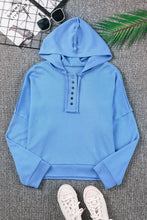 Load image into Gallery viewer, Casual Button Solid Patchwork Trim Hoodie