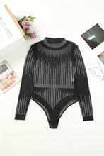 Load image into Gallery viewer, Rhinestone Sheer Mesh Long Sleeve Bodysuit