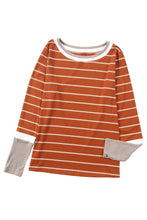 Load image into Gallery viewer, Extend Color Block Cuffs Rib Knit Striped Pullover
