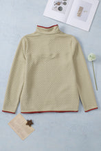 Load image into Gallery viewer, Beige Contrast Binding Snap Button Geometric Pullover Sweatshirt