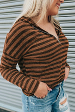 Load image into Gallery viewer, Striped Knit Quarter Zip Hoodie