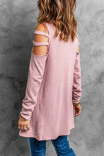 Load image into Gallery viewer, Zip Neck Cut-out Waffle Knit Long Sleeve Top
