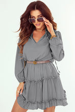 Load image into Gallery viewer, V Neck Long Sleeve Ruffle Tiered Mini Dress