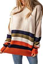 Load image into Gallery viewer, Buttoned Shoulder Drop Shoulder Striped Sweater