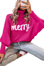 Load image into Gallery viewer, Merry Letter Embroidered High Neck Sweater