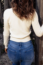 Load image into Gallery viewer, Beige Ruched Sweetheart Neckline Rib Knit Sweater