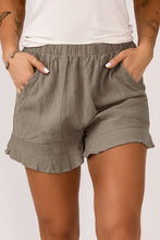 Load image into Gallery viewer, Khaki High Waist Pocketed Ruffle Shorts