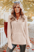 Load image into Gallery viewer, Waffle Knit Buttons Hooded Sweater with Pocket