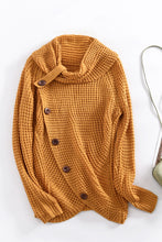 Load image into Gallery viewer, Mustard Buttoned Wrap Turtleneck Sweater