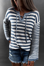 Load image into Gallery viewer, Striped Knit Tie up Sweater