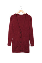 Load image into Gallery viewer, Burgundy Front Pocket and Buttons Closure Cardigan