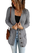 Load image into Gallery viewer, Dark Gray Front Pocket and Buttons Closure Cardigan