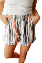 Load image into Gallery viewer, Stripe Vintage Washed Elastic Frill Waist Casual Shorts