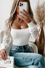 Load image into Gallery viewer, Lace Sleeves Square Neck Bodysuit