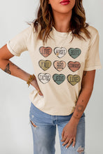 Load image into Gallery viewer, Khaki Heart Shaped Letters Print Crewneck Graphic Tee