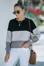 Load image into Gallery viewer, Colorblock Black Contrast Stitching Sweatshirt with Slits