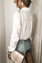 Load image into Gallery viewer, Floral Lace Hollow-out Splicing Crinkled Shirt