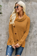 Load image into Gallery viewer, Mustard Buttoned Wrap Turtleneck Sweater