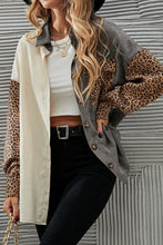 Load image into Gallery viewer, Color Block Leopard Patched Corduroy Shacket