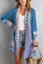 Load image into Gallery viewer, Aztec Print Open Front Knitted Cardigan