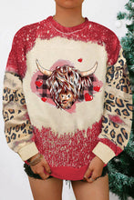 Load image into Gallery viewer, Valentines Heifer Graphic Print Leopard Bleached Sweatshirt