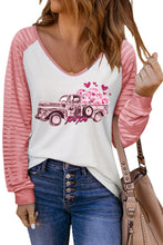 Load image into Gallery viewer, Valentine Colorblock Car & Heart Graphic Long Sleeve Top
