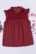 Load image into Gallery viewer, Ruffled Swiss Dot Mesh Yoke Tank Top