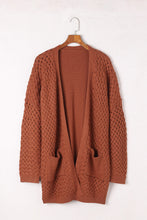 Load image into Gallery viewer, Open Front Woven Texture Knitted Cardigan with Pockets