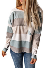 Load image into Gallery viewer, Color Block Ribbed Long Sleeve Top with Pocket