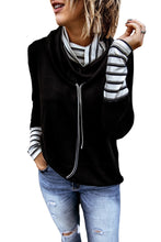 Load image into Gallery viewer, Striped Splicing High Neck Sweatshirt